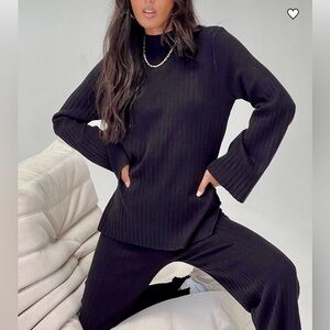 Black Princess Polly Ribbed Knit Sweater